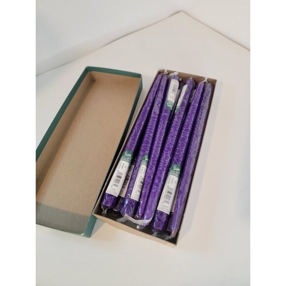 Patrician Taper Candles 12 Inch PURPLE Set of 12 Dozen Hand Dipped - Picture 1 of 4